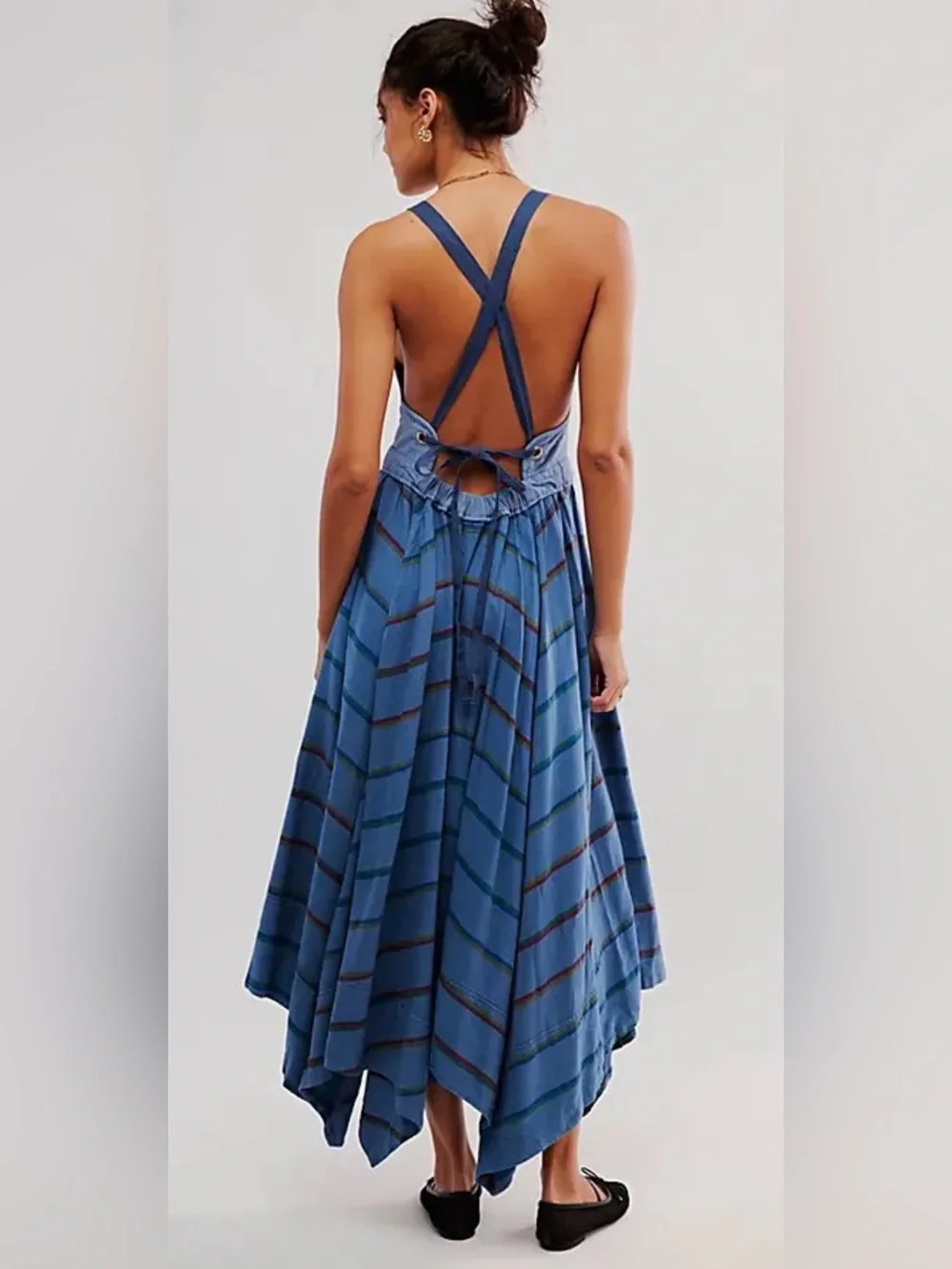 NWT FREE PEOPLE So It Goes Maxi Dress Oceanview Combo S - Picture 2 of 13